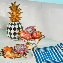 MacKenzie-Childs Courtly Check Enamel Petal Salad/Dessert Plate* Outdoor Entertaining