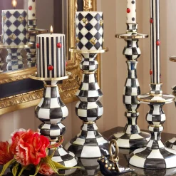 MacKenzie-Childs Courtly Check Enamel Pillar Candlestick - Large* Candles & Fragrances