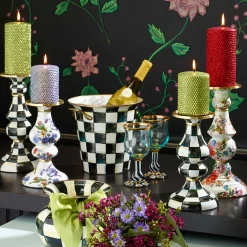 MacKenzie-Childs Courtly Check Enamel Pillar Candlestick - Large* Candles & Fragrances