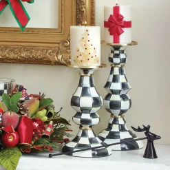 MacKenzie-Childs Courtly Check Enamel Pillar Candlestick - Large* Candles & Fragrances