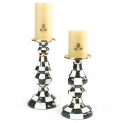 MacKenzie-Childs Courtly Check Enamel Pillar Candlestick - Medium* Candles & Fragrances