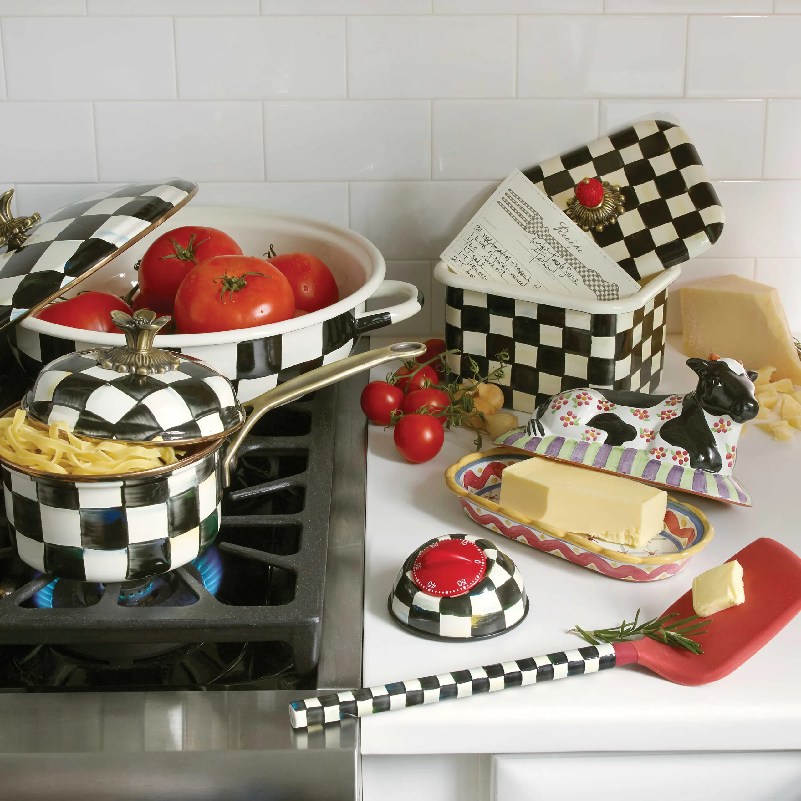 MacKenzie-Childs Courtly Check Enamel Recipe Box* Kitchen Storage & Organization