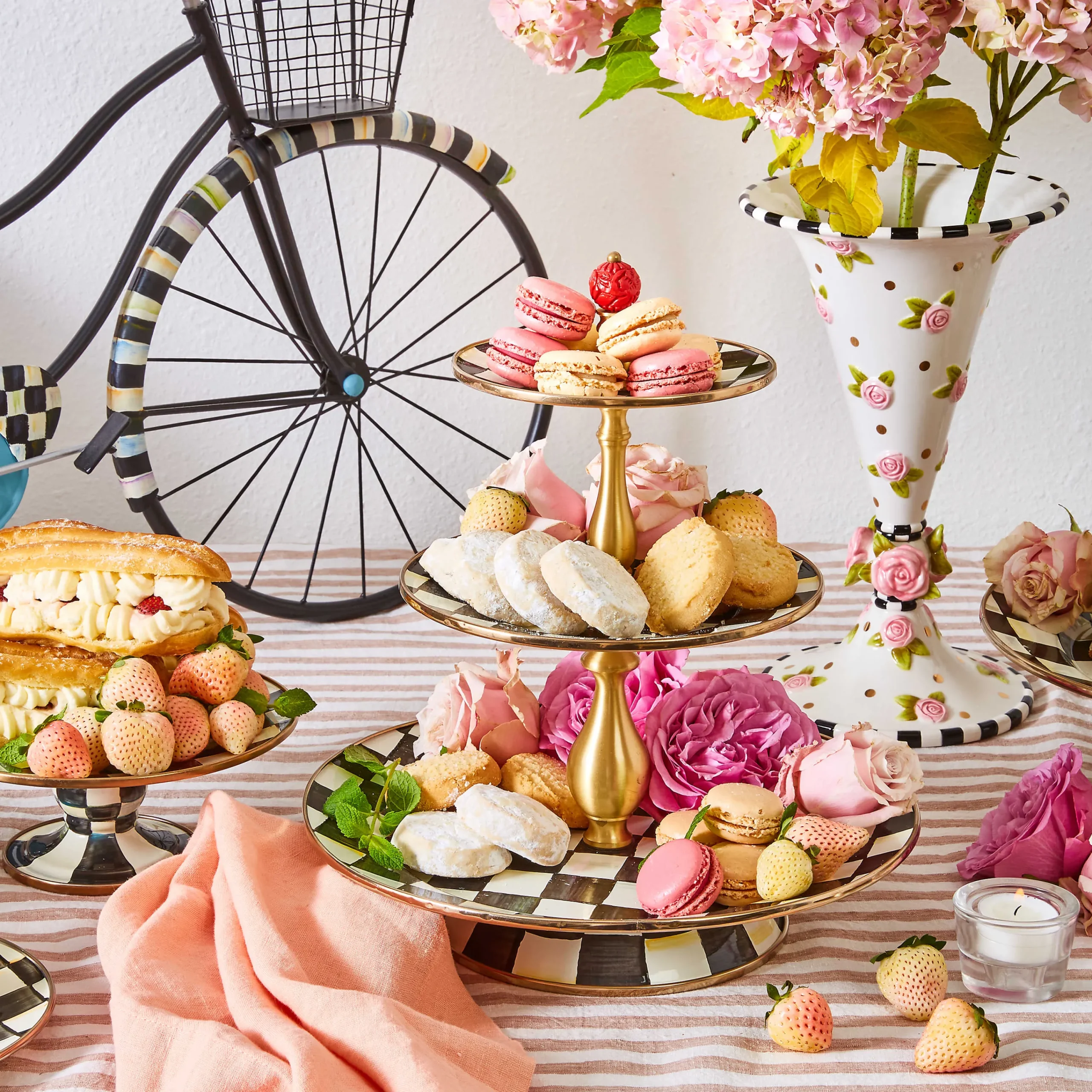 MacKenzie-Childs Courtly Check Enamel Three Tier Sweet Stand* Outdoor Entertaining