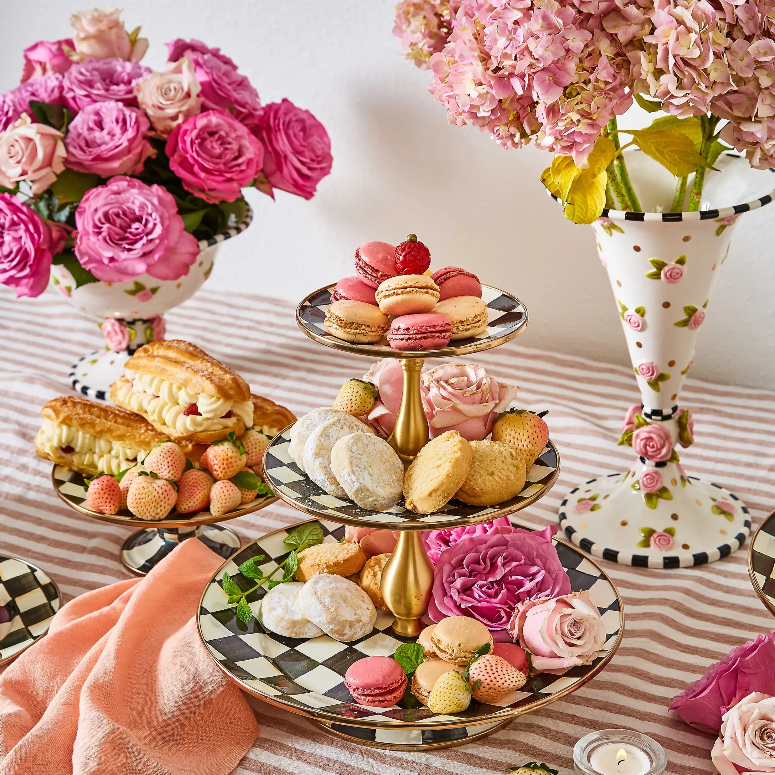 MacKenzie-Childs Courtly Check Enamel Three Tier Sweet Stand* Outdoor Entertaining