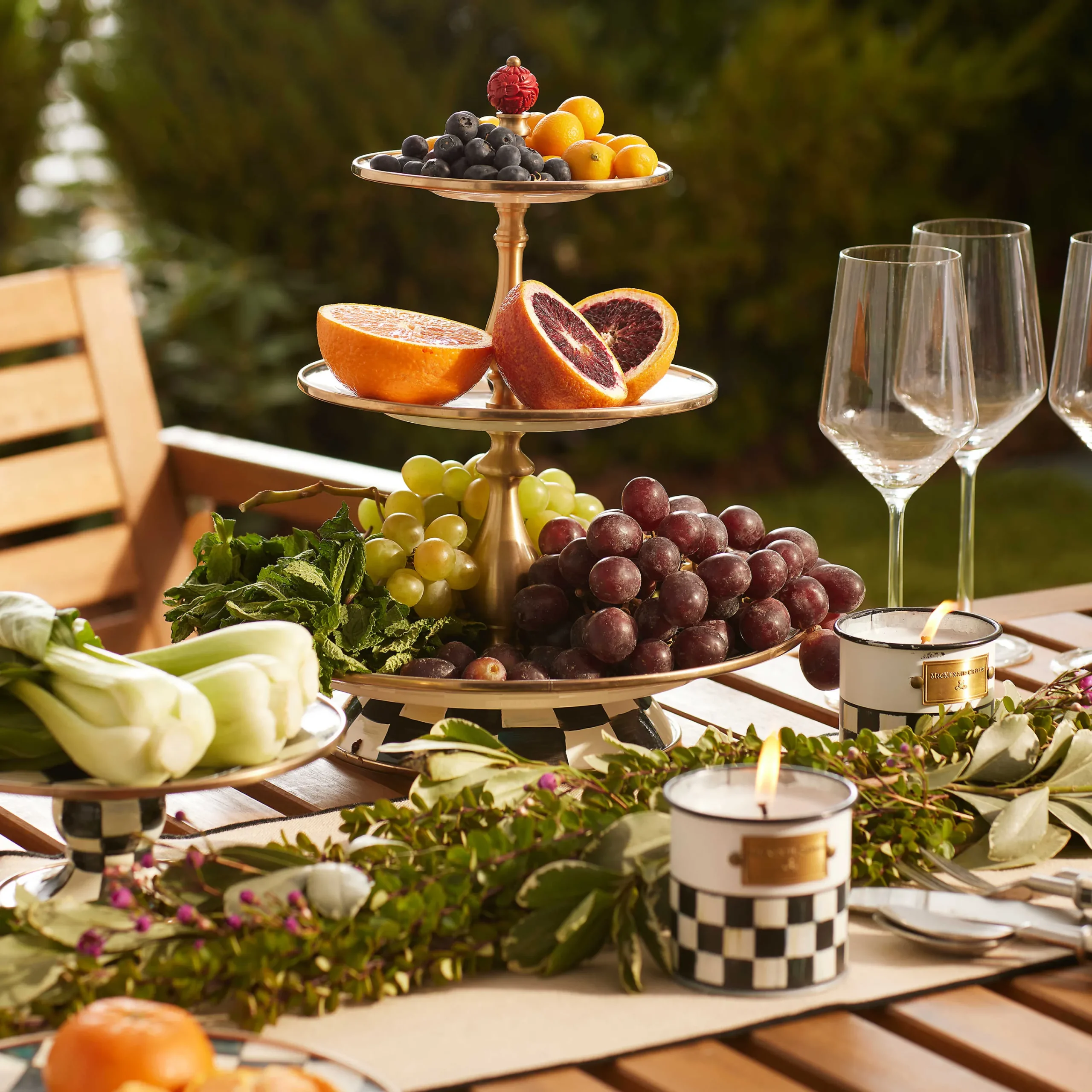 MacKenzie-Childs Courtly Check Enamel Three Tier Sweet Stand* Outdoor Entertaining