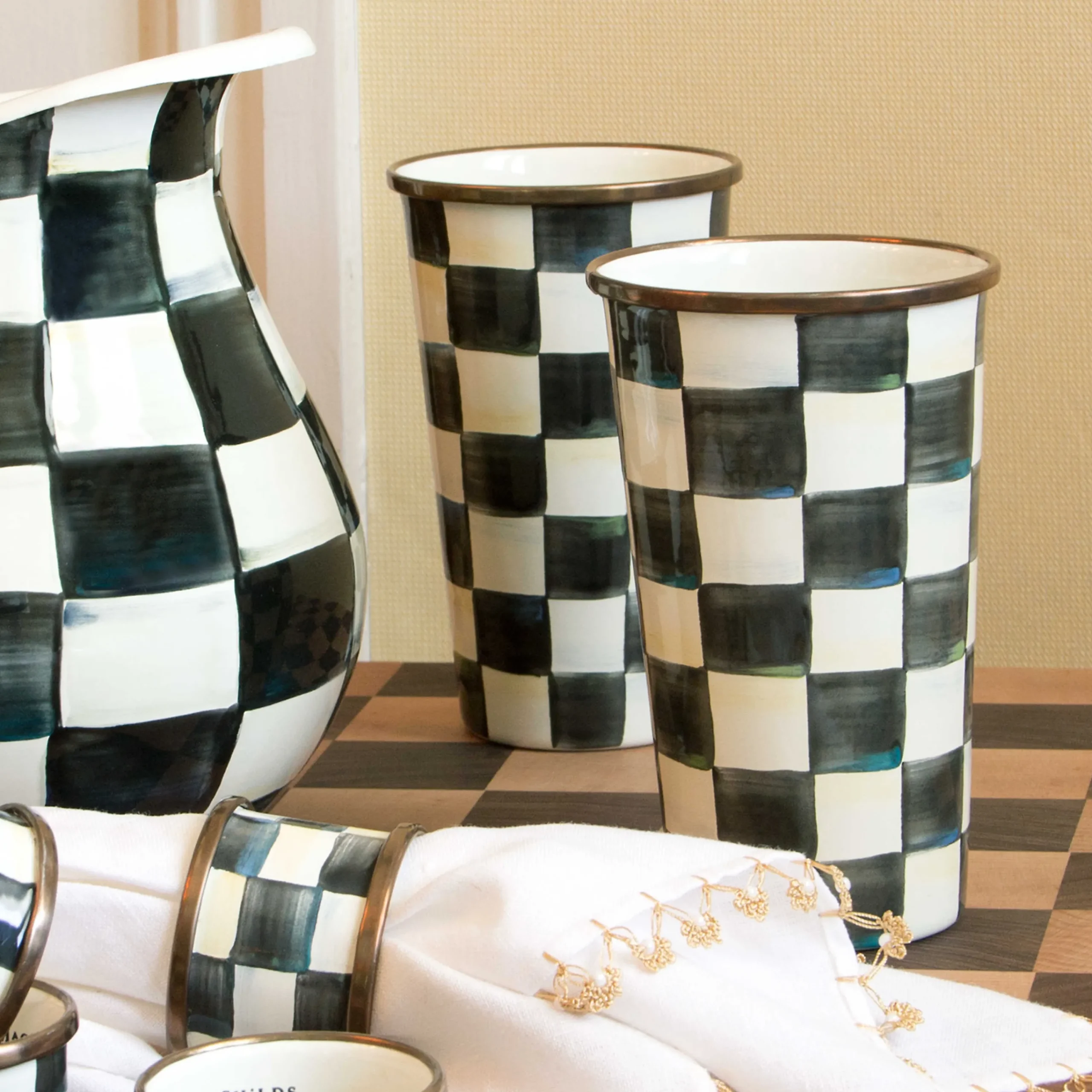 MacKenzie-Childs Courtly Check Enamel Tumbler - 20 Ounce* Outdoor Entertaining