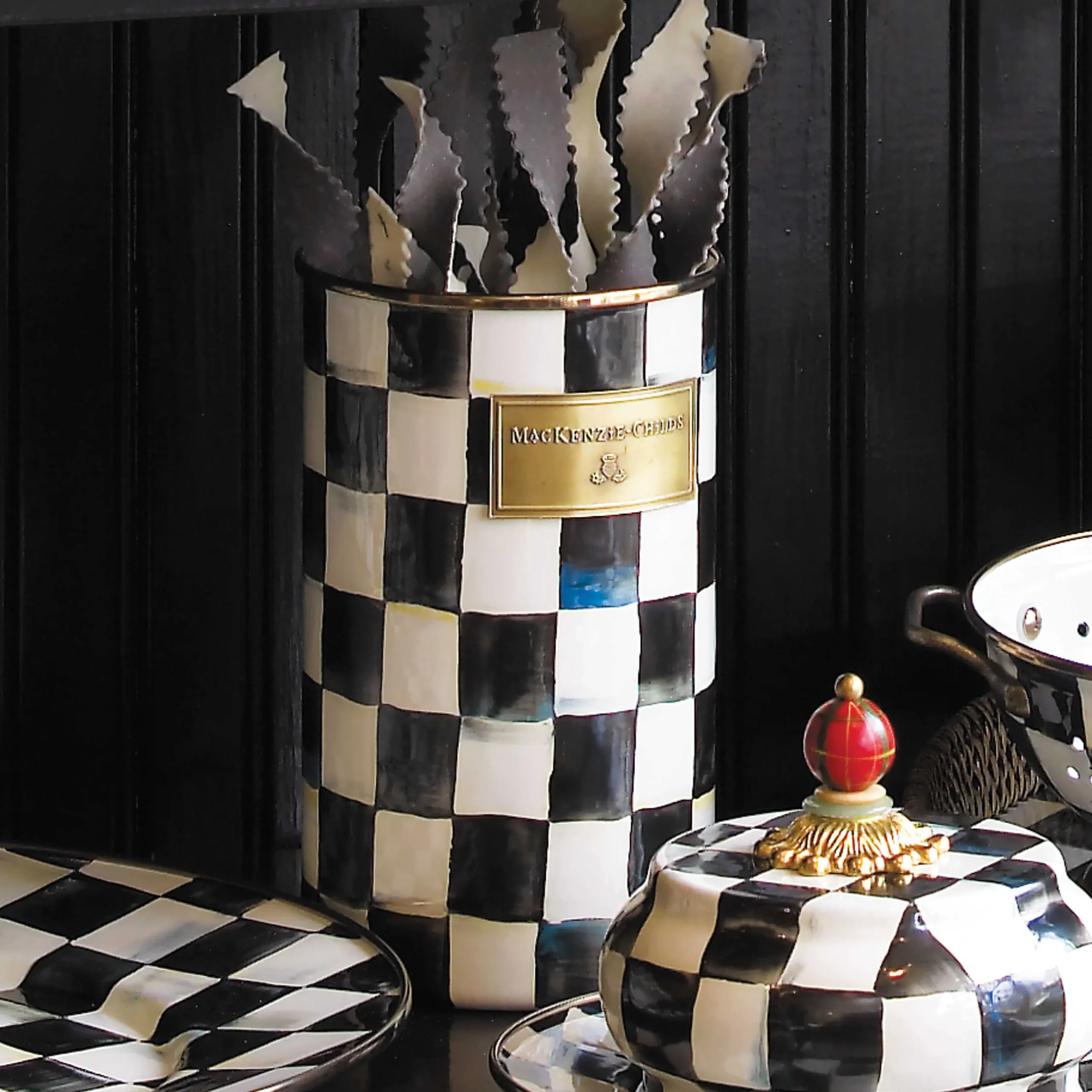 MacKenzie-Childs Courtly Check Enamel Utensil Holder* Kitchen Storage & Organization