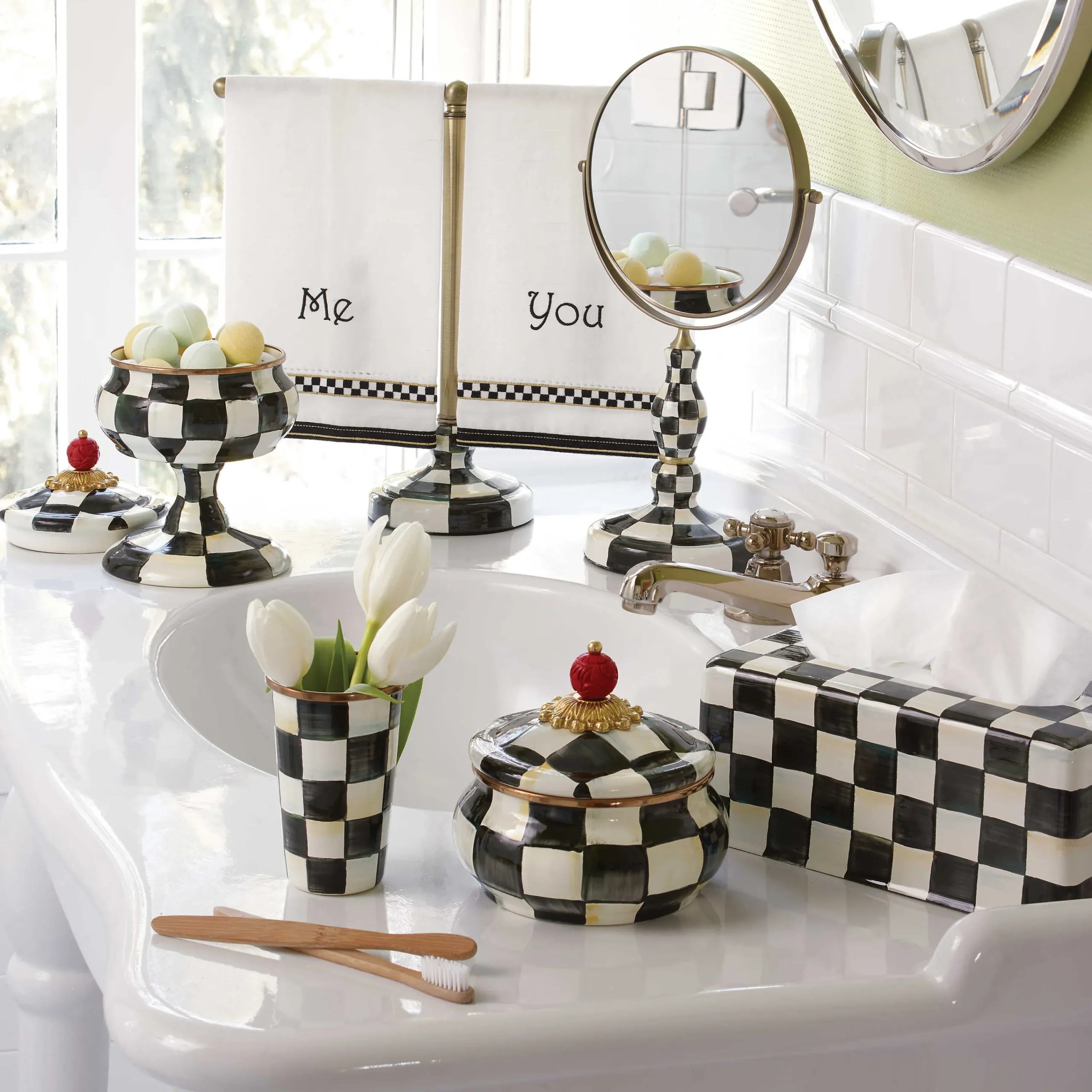 MacKenzie-Childs Courtly Check Enamel Vanity Mirror* Bed & Bath