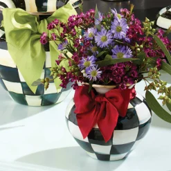 MacKenzie-Childs Courtly Check Enamel Vase - Red Bow* Room Accents