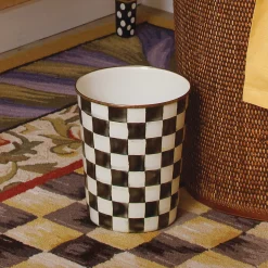 MacKenzie-Childs Courtly Check Enamel Waste Bin* Bed & Bath