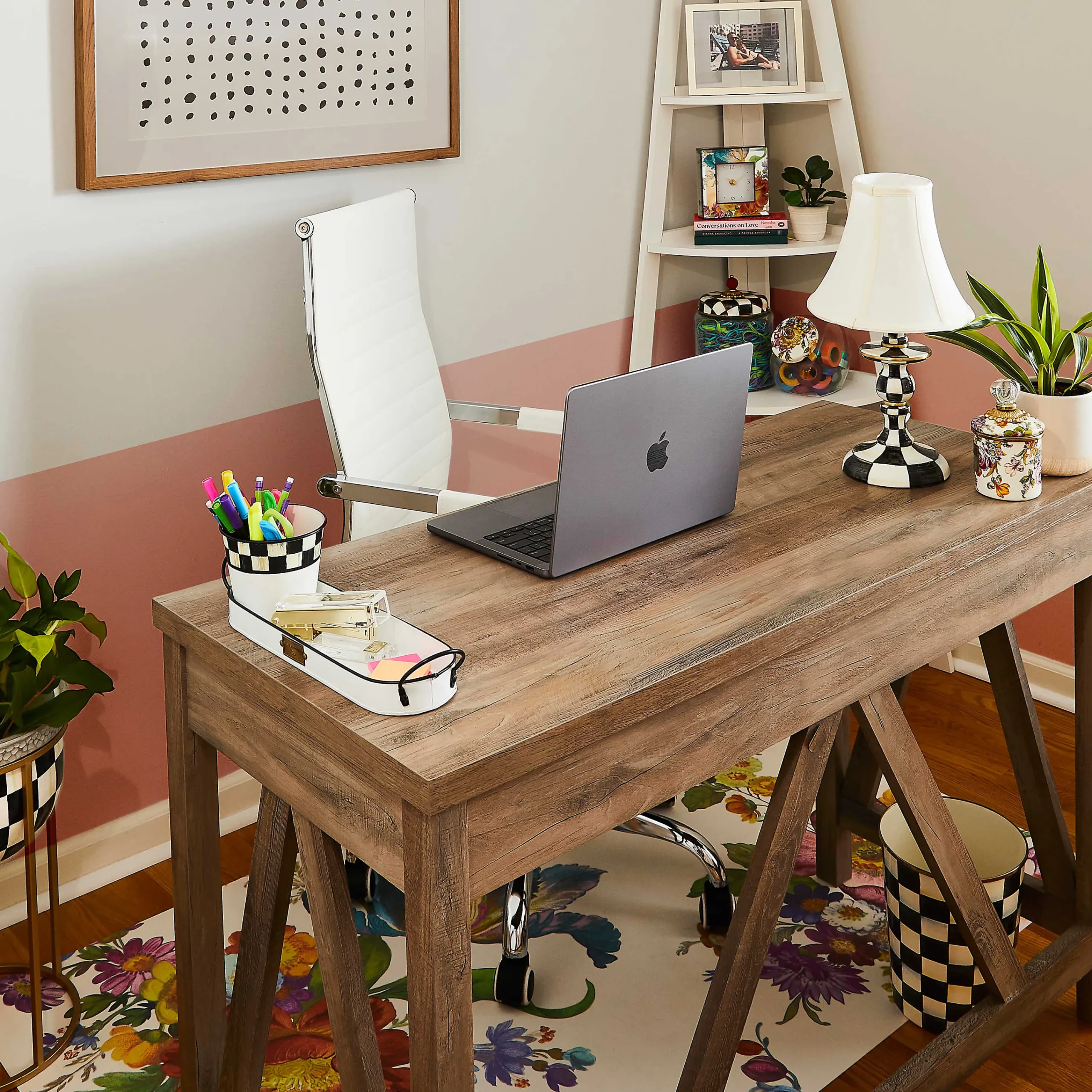 MacKenzie-Childs Courtly Check Enamel Waste Bin* Bed & Bath