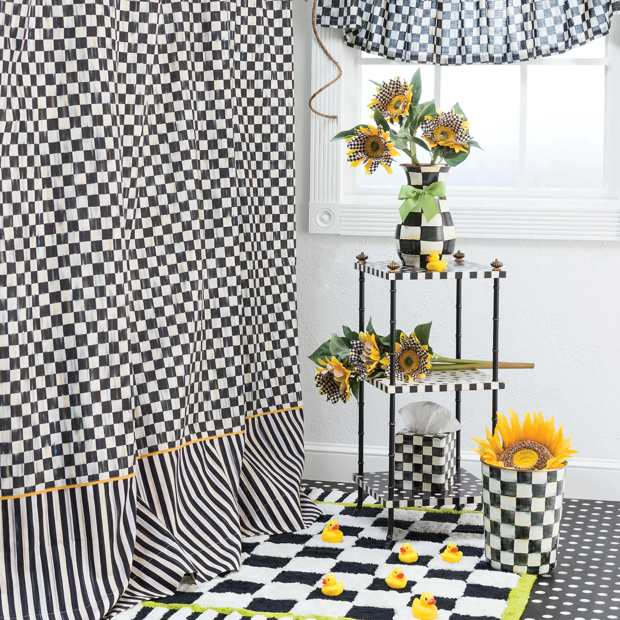 MacKenzie-Childs Courtly Check Enamel Waste Bin* Bed & Bath