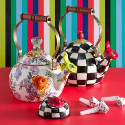 MacKenzie-Childs Courtly Check Enamel Whistling Tea Kettle* Tea Kettles