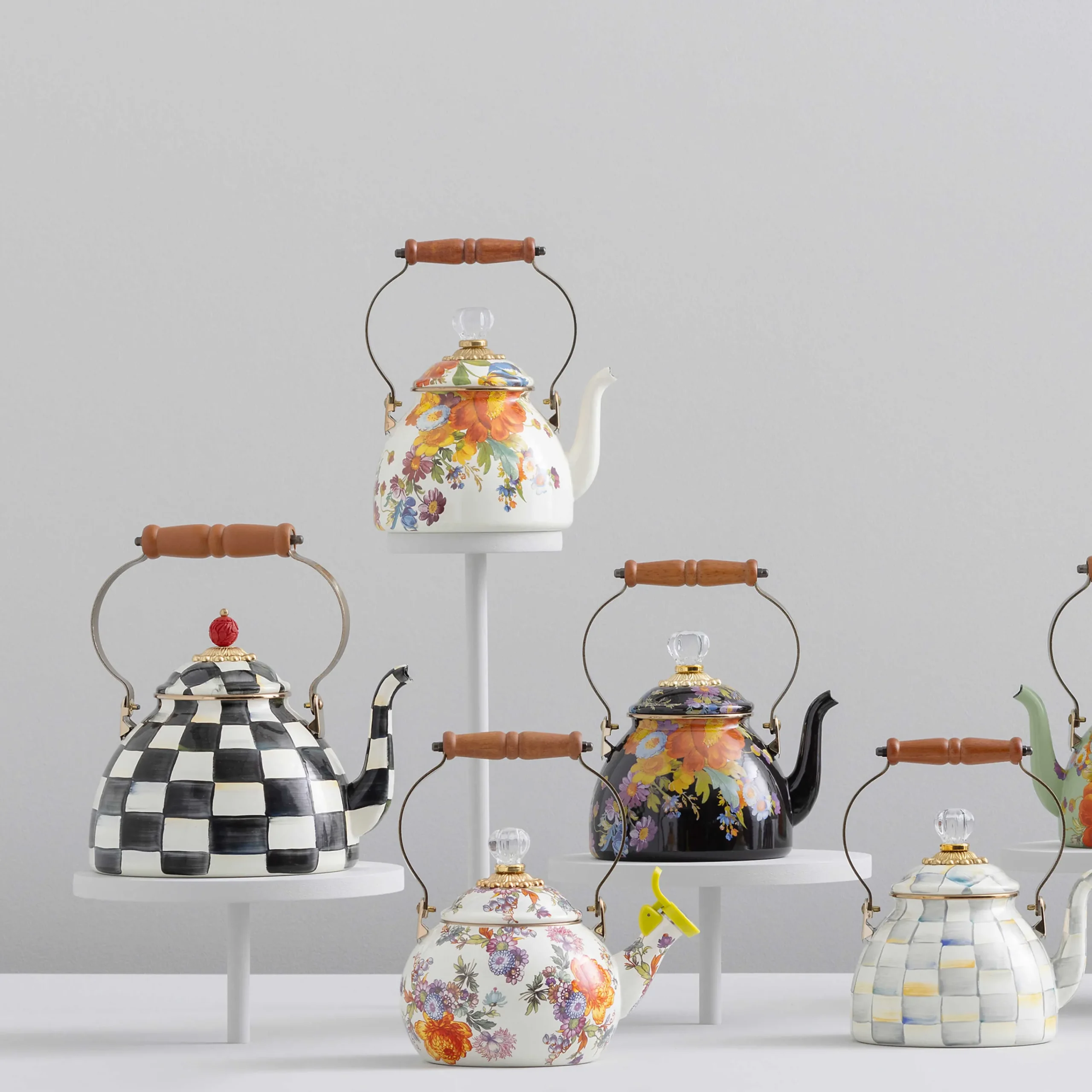 MacKenzie-Childs Courtly Check Enamel Whistling Tea Kettle* Tea Kettles