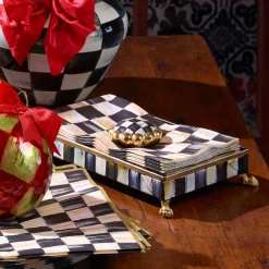 MacKenzie-Childs Courtly Check Guest Towel Holder Set - Gold* Outdoor Entertaining