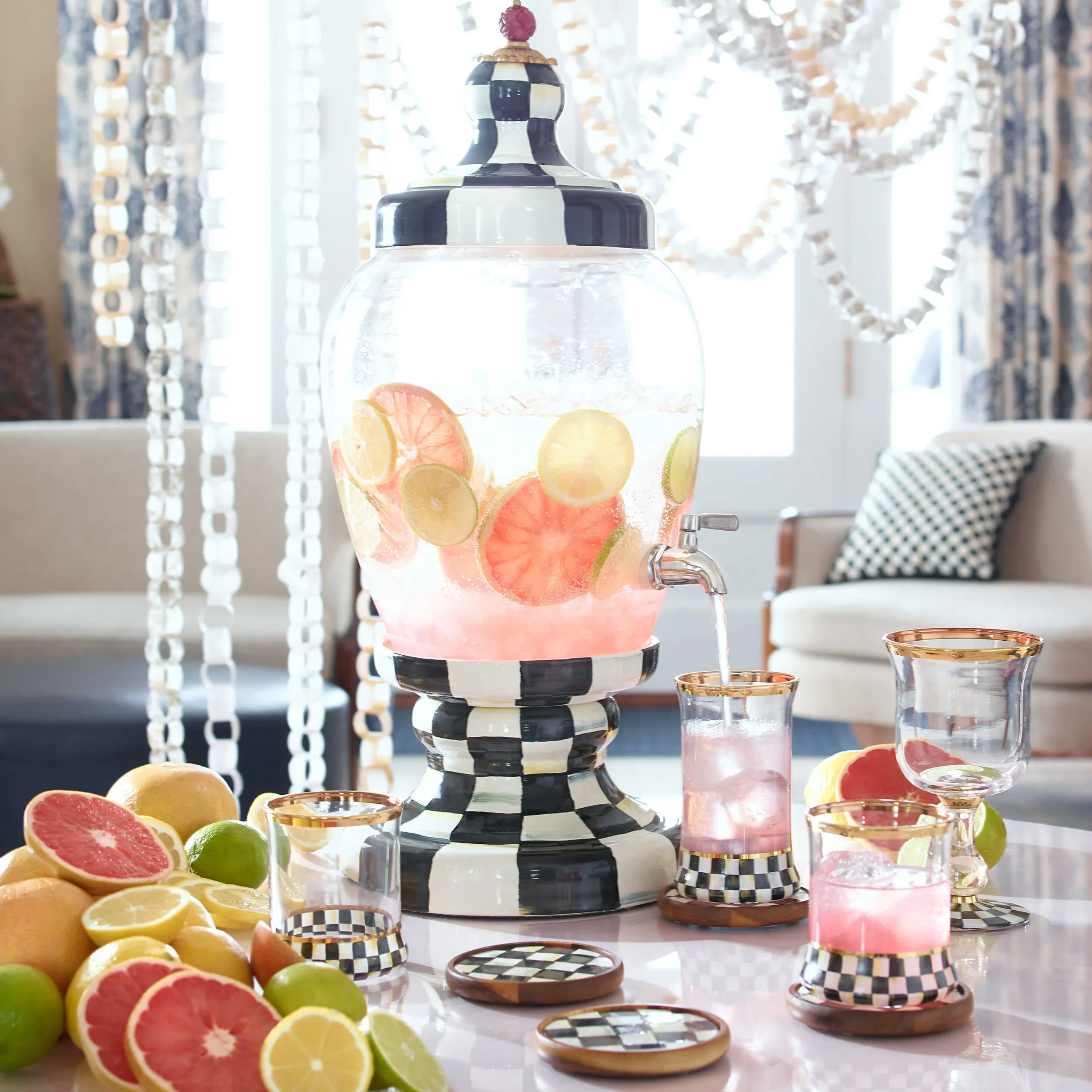 MacKenzie-Childs Courtly Check Highball Glass* Drinkware & Bar