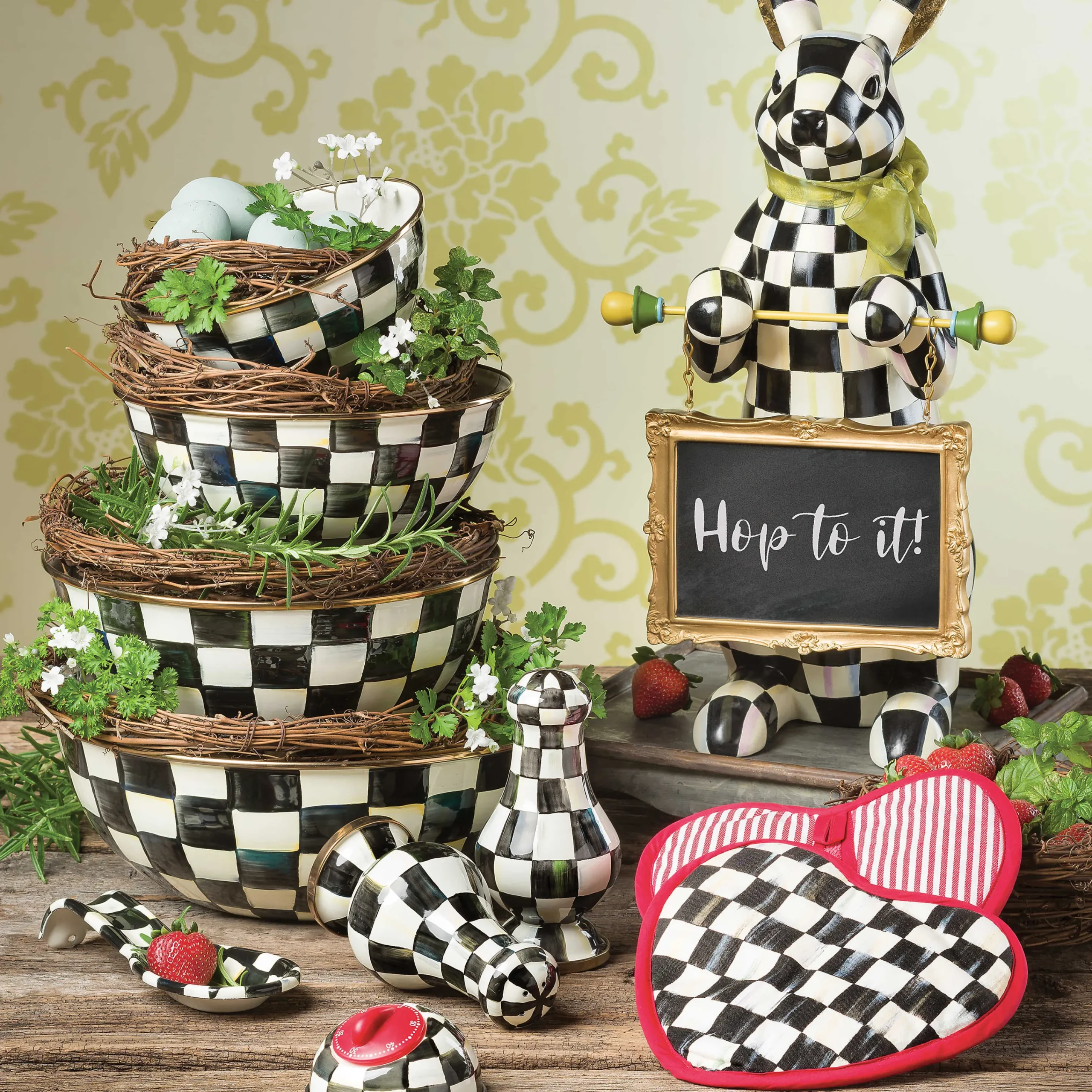 MacKenzie-Childs Courtly Check Menu Rabbit* Room Accents