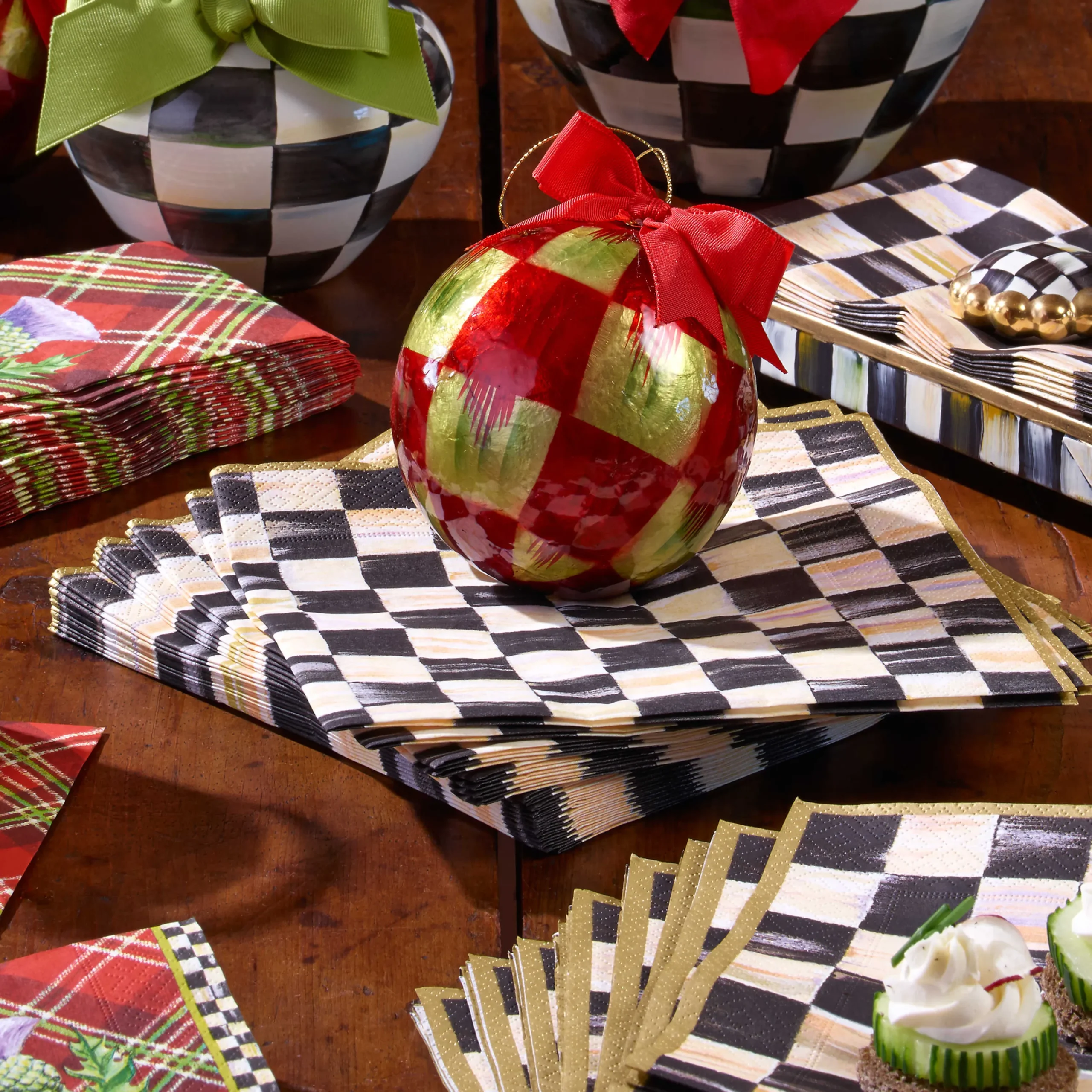 MacKenzie-Childs Courtly Check Paper Napkins - Dinner - Gold* Outdoor Entertaining