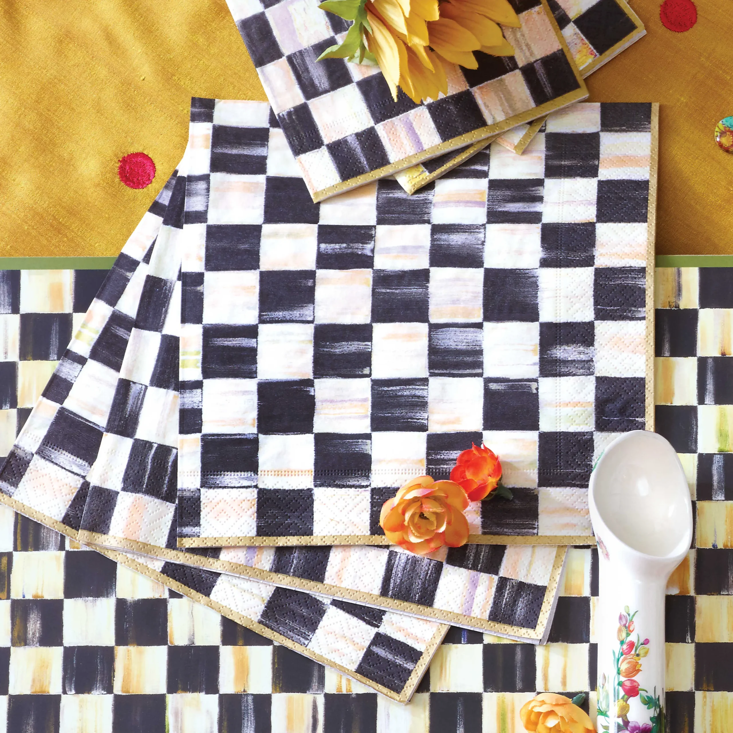 MacKenzie-Childs Courtly Check Paper Napkins - Dinner - Gold* Outdoor Entertaining