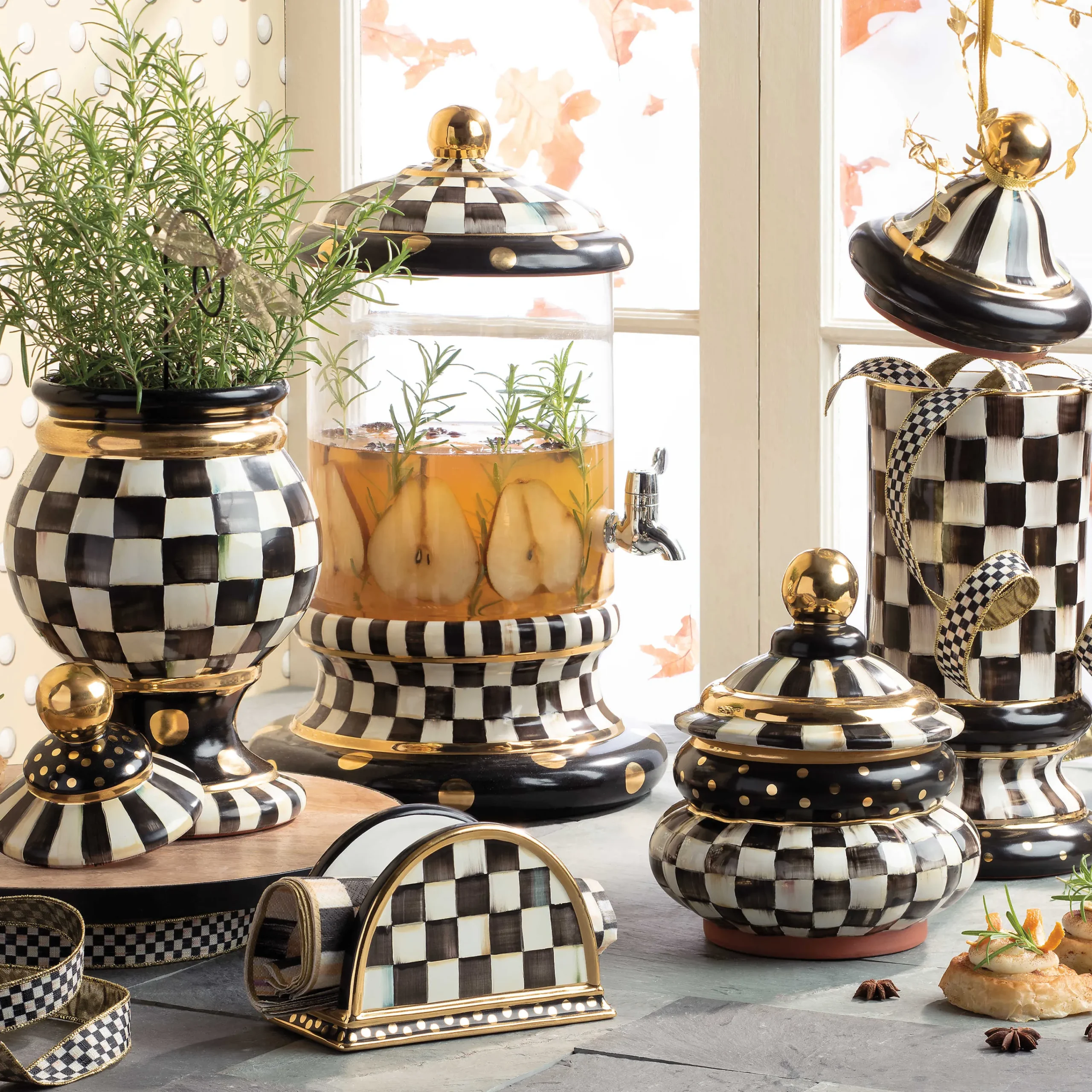 MacKenzie-Childs Courtly Check Paper Napkins - Dinner - Gold* Outdoor Entertaining