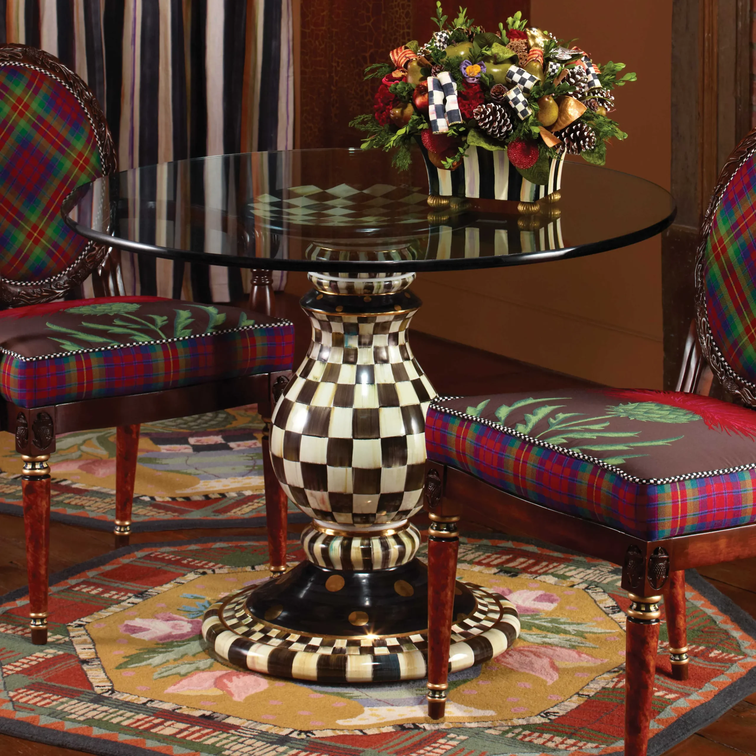 MacKenzie-Childs Courtly Check Pedestal Table Base* Dining Room & Kitchen