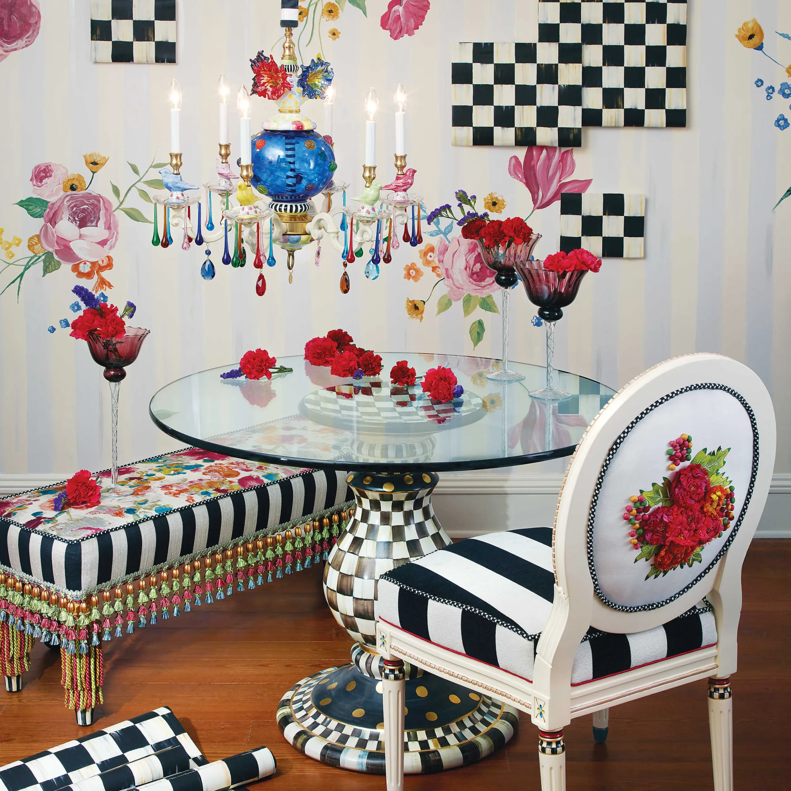 MacKenzie-Childs Courtly Check Pedestal Table Base* Dining Room & Kitchen