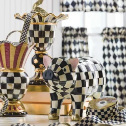 MacKenzie-Childs Courtly Check Pig Figurine* Room Accents