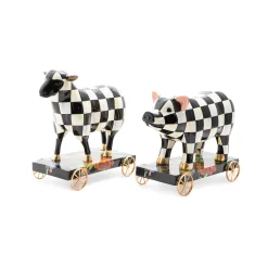 MacKenzie-Childs Courtly Check Pig On Parade Decor* Room Accents