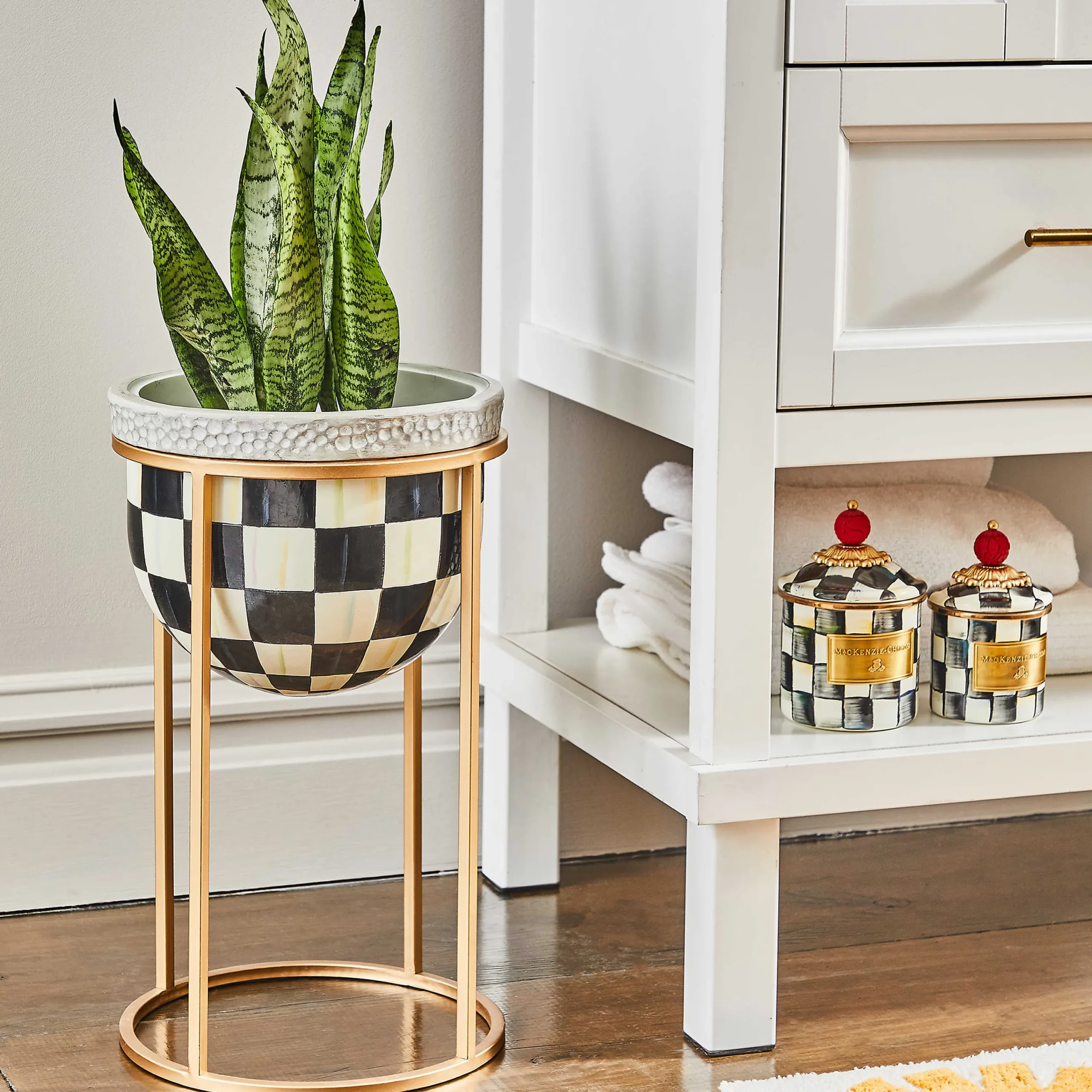 MacKenzie-Childs Courtly Check Plant Stand - Short* Pots & Planters