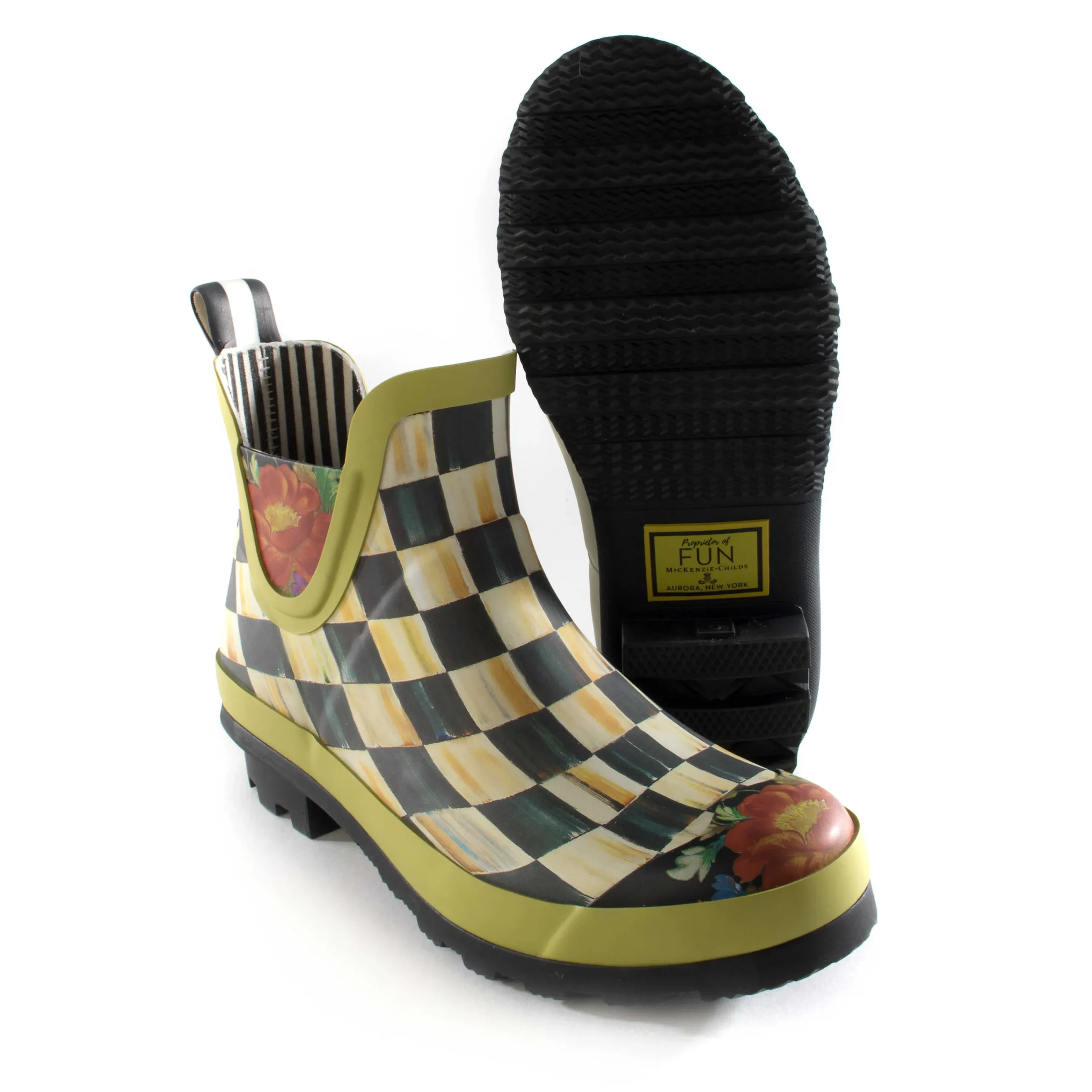 MacKenzie-Childs Courtly Check Rain Boots - Short - Size 7* Outdoor Decor