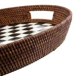 MacKenzie-Childs Courtly Check Rattan & Enamel Party Tray* Outdoor Entertaining