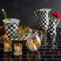 MacKenzie-Childs Courtly Check Rattan & Enamel Party Tray* Outdoor Entertaining