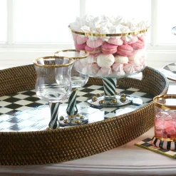 MacKenzie-Childs Courtly Check Rattan & Enamel Tray - Large* Outdoor Entertaining