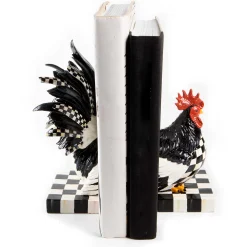 MacKenzie-Childs Courtly Check Rooster Book Ends* Room Accents