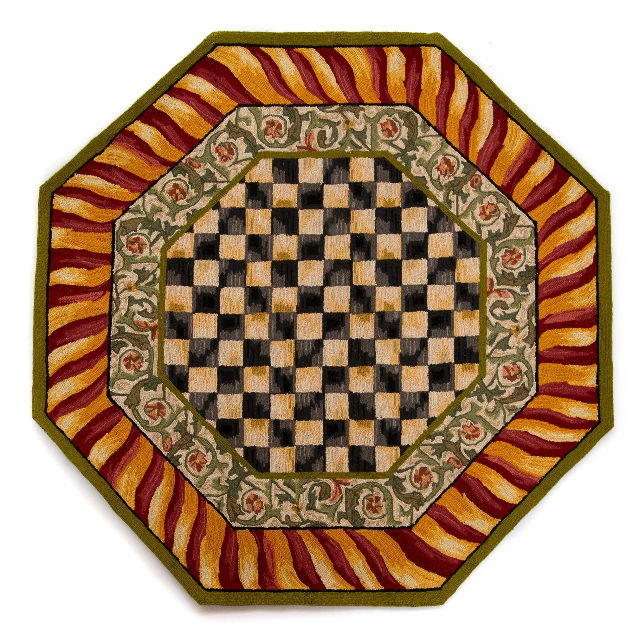 MacKenzie-Childs Courtly Check Rug - 6' Octagon - Red & Gold* Rugs