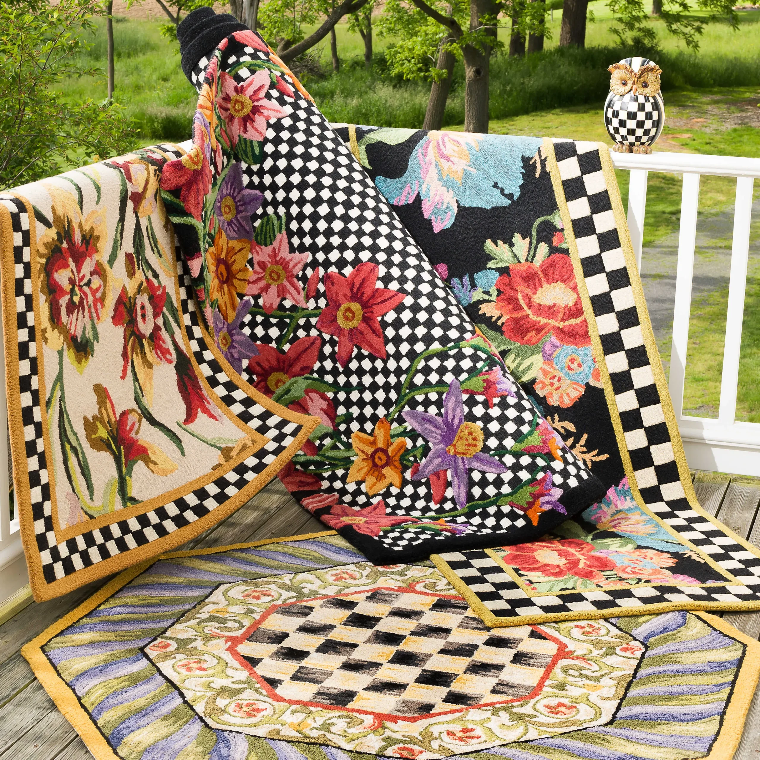 MacKenzie-Childs Courtly Check Rug - 5' Octagon - Purple & Green* Rugs