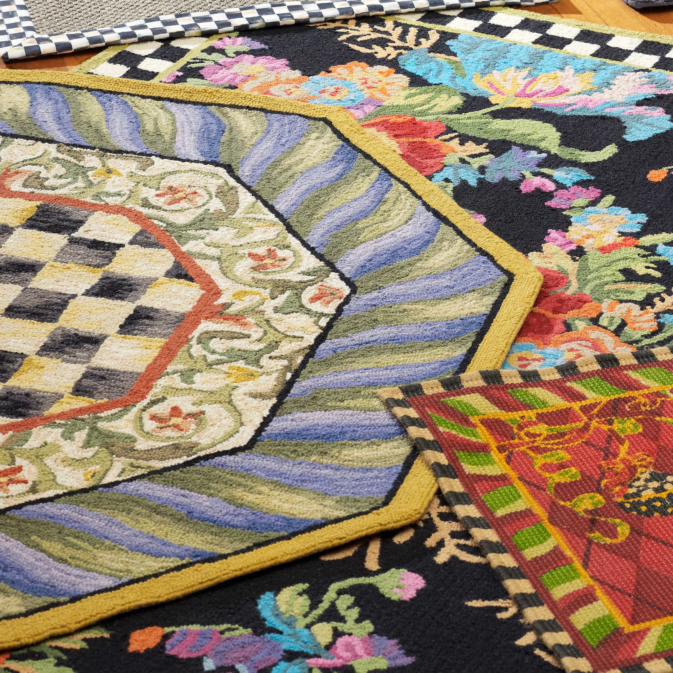 MacKenzie-Childs Courtly Check Rug - 5' Octagon - Purple & Green* Rugs