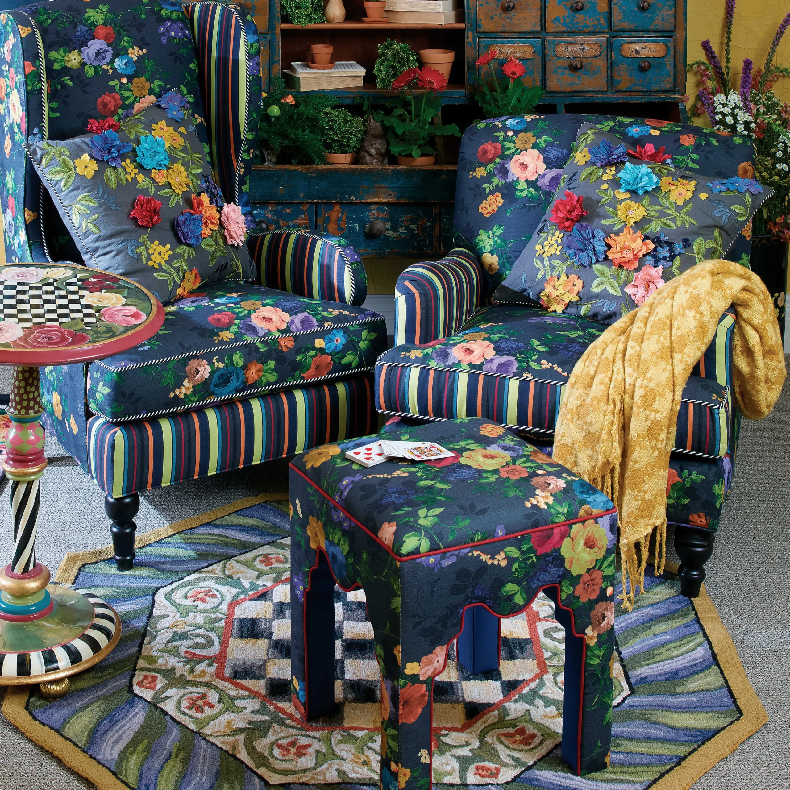 MacKenzie-Childs Courtly Check Rug - 5' Octagon - Purple & Green* Rugs