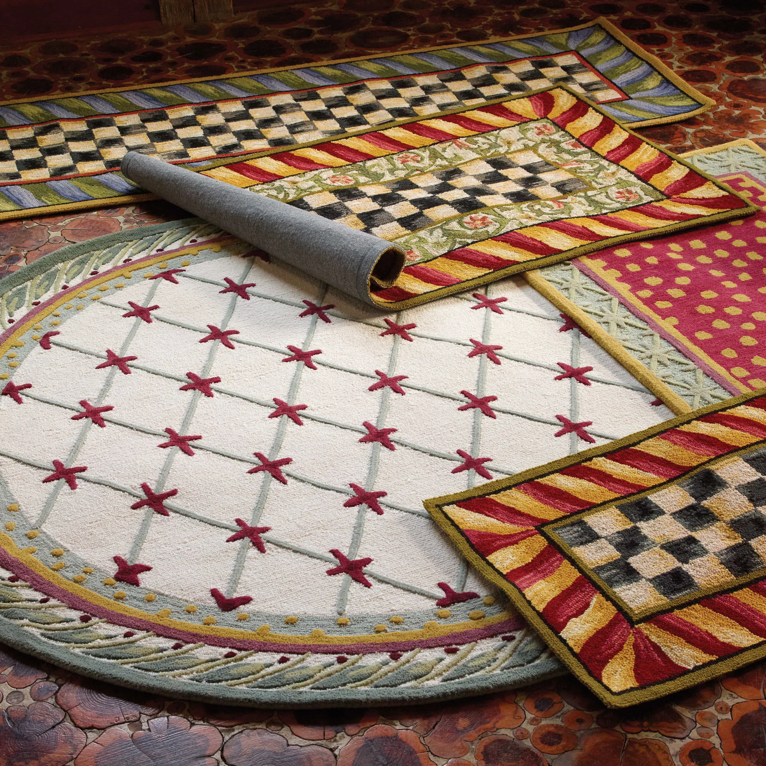 MacKenzie-Childs Courtly Check Rug - 3' X 5' - Red & Gold* Rugs