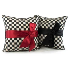 MacKenzie-Childs Courtly Check Sash Pillow - Red* Pillows, Throws, & Cushions