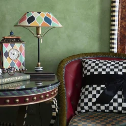 MacKenzie-Childs Courtly Check Sash Pillow - Black* Pillows, Throws, & Cushions