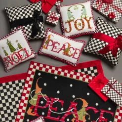 MacKenzie-Childs Courtly Check Sash Pillow - Black* Pillows, Throws, & Cushions