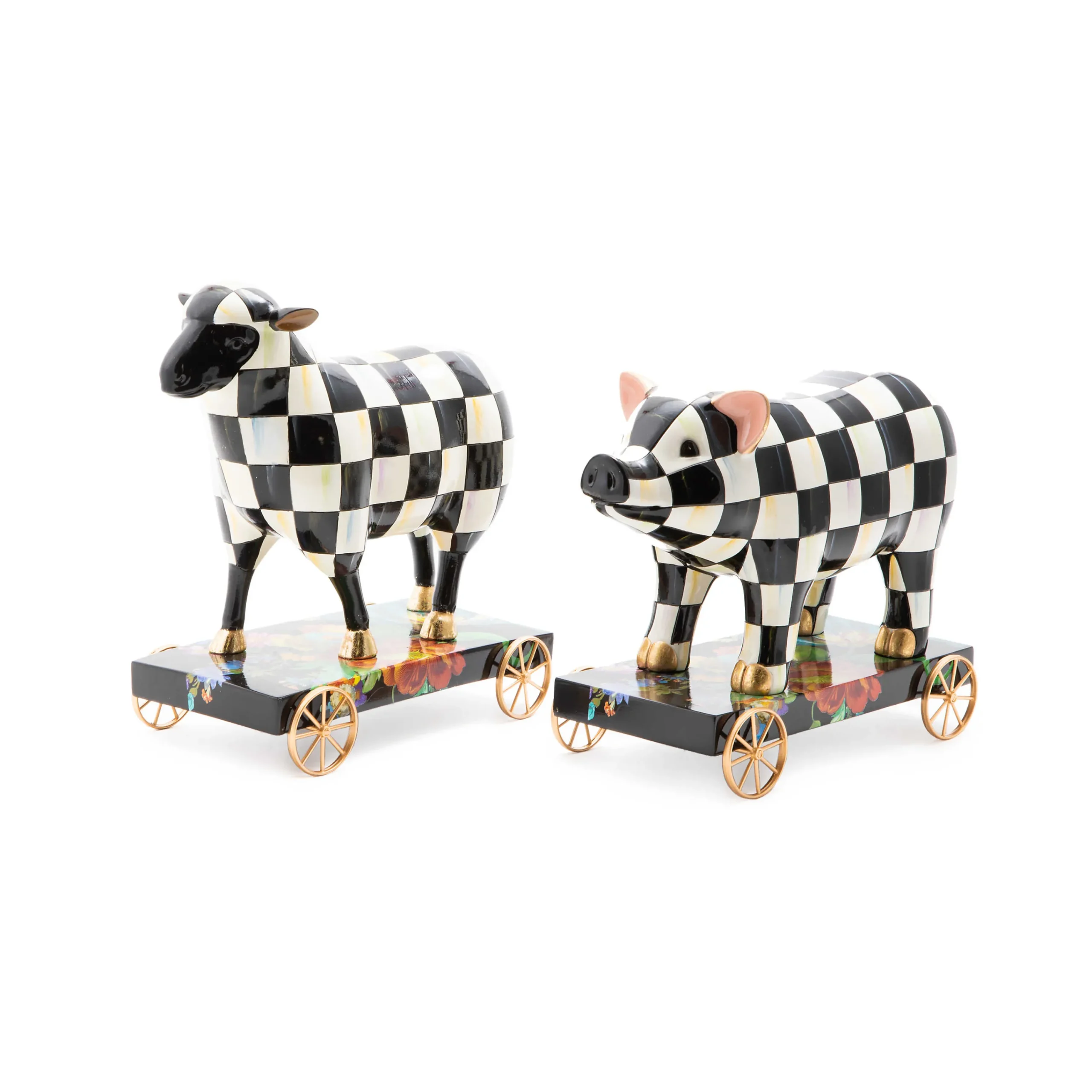 MacKenzie-Childs Courtly Check Sheep On Parade Decor* Room Accents