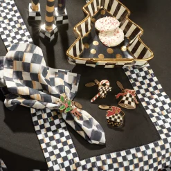 MacKenzie-Childs Courtly Check Table Runner - Black* Kitchen & Table Linens