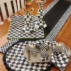 MacKenzie-Childs Courtly Check Table Runner - Black* Kitchen & Table Linens