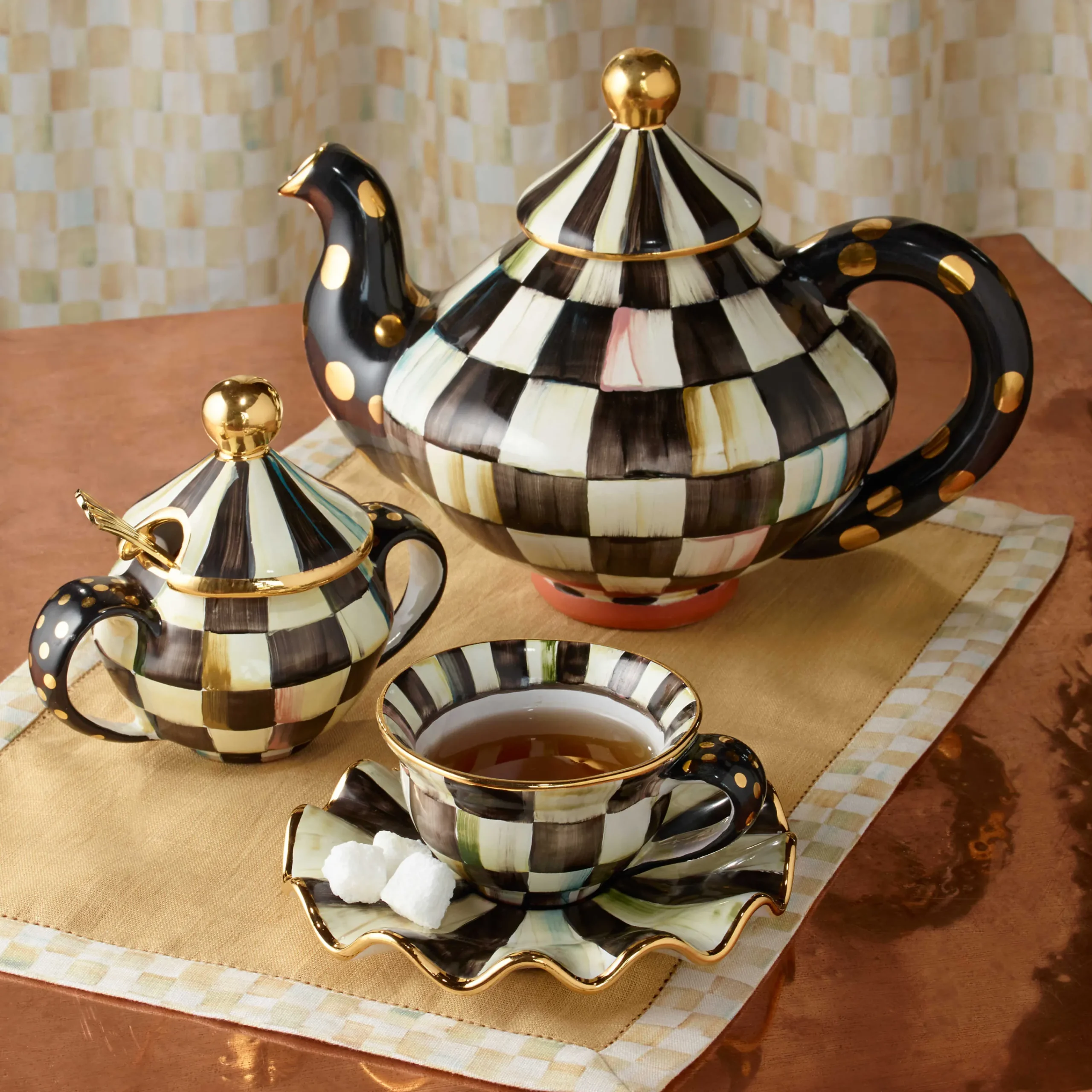 MacKenzie-Childs Courtly Check Teapot* Outdoor Entertaining