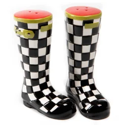MacKenzie-Childs Courtly Check Wellies Salt & Pepper Set* Outdoor Entertaining