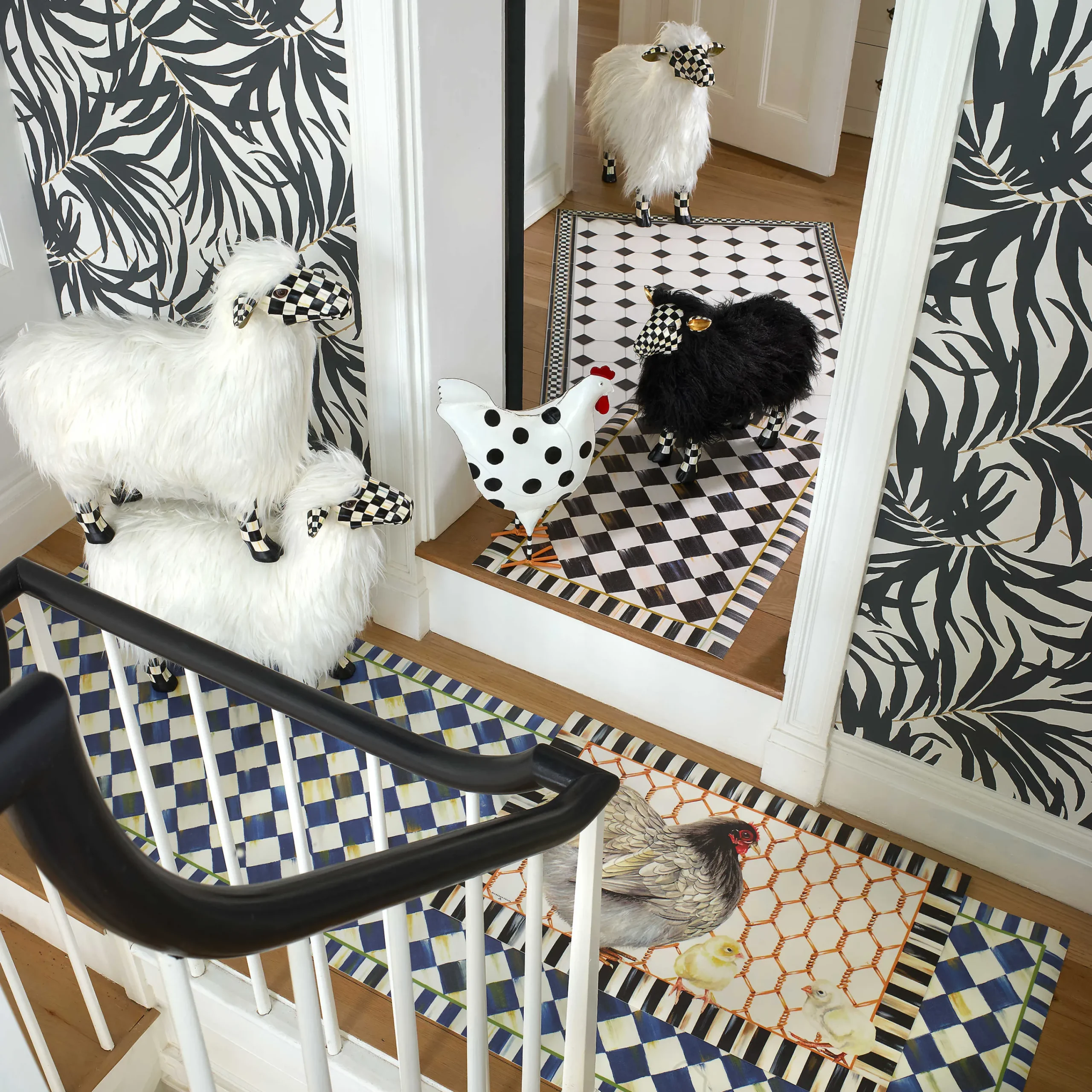 MacKenzie-Childs Courtly Check White Sheep - Large* Room Accents