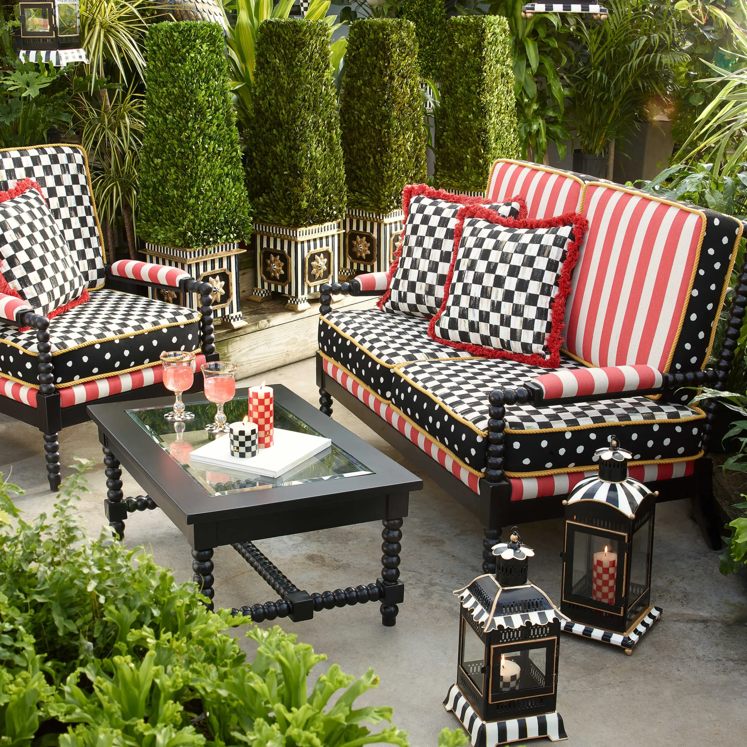 MacKenzie-Childs Courtly Stripe Candle Lantern - Large* Outdoor Decor