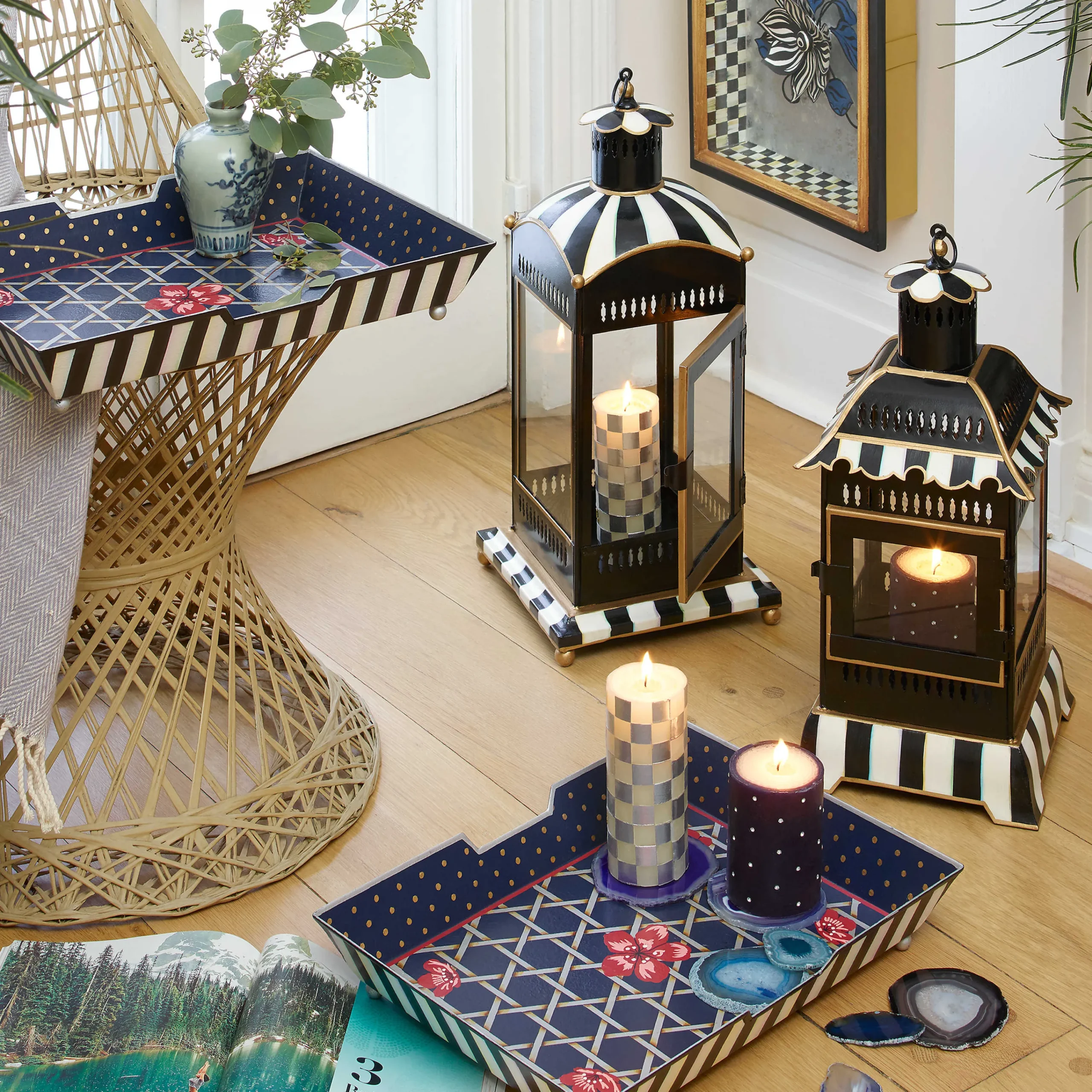 MacKenzie-Childs Courtly Stripe Candle Lantern - Large* Outdoor Decor